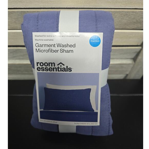 Garment Washed Microfiber Quilt Sham Blue | Room Essentials | Standard - Picture 2 of 5